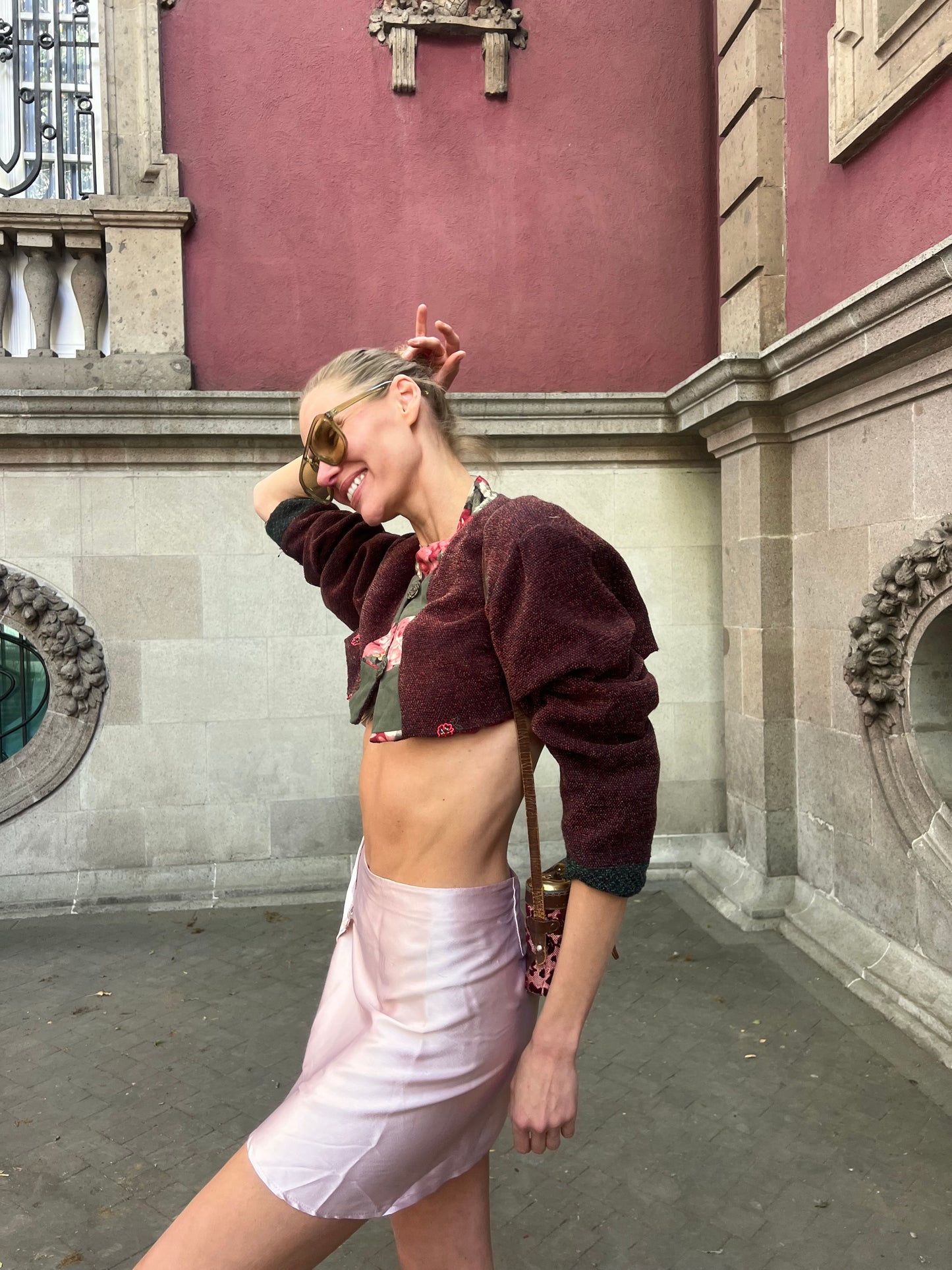 Aya mini flap skirt in dusty rose
