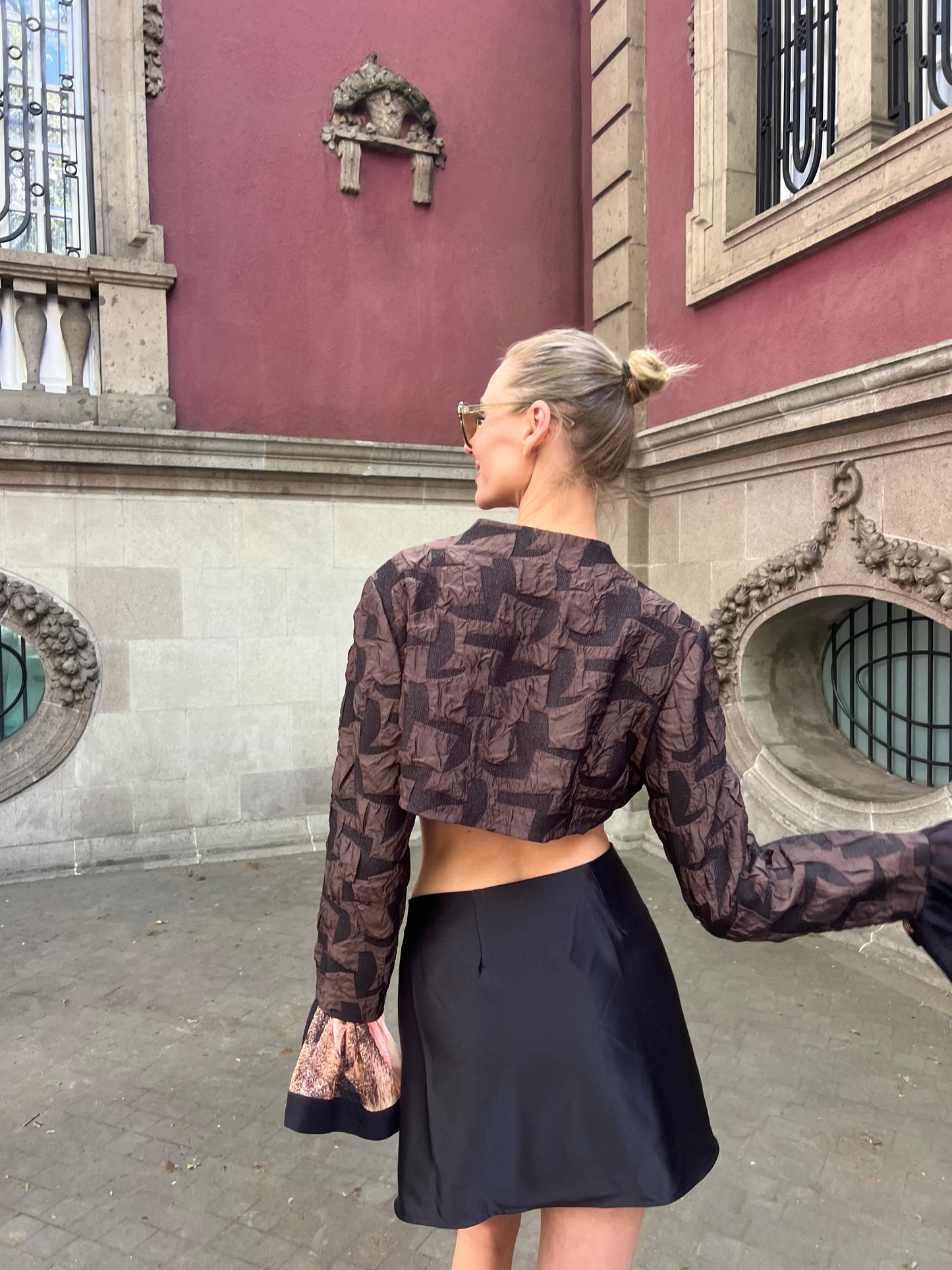 Aya mini flap skirt with matching bandeau in black