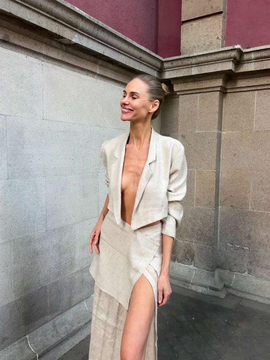 Aya long skirt with bandeau in linen