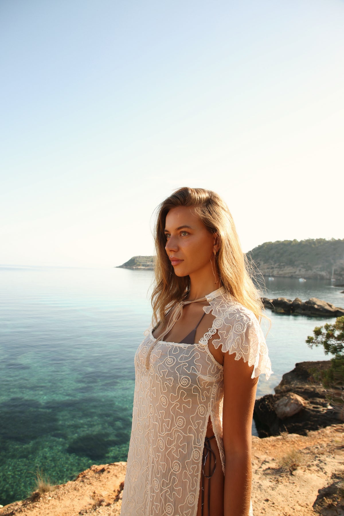 Isis sundress - White with texture