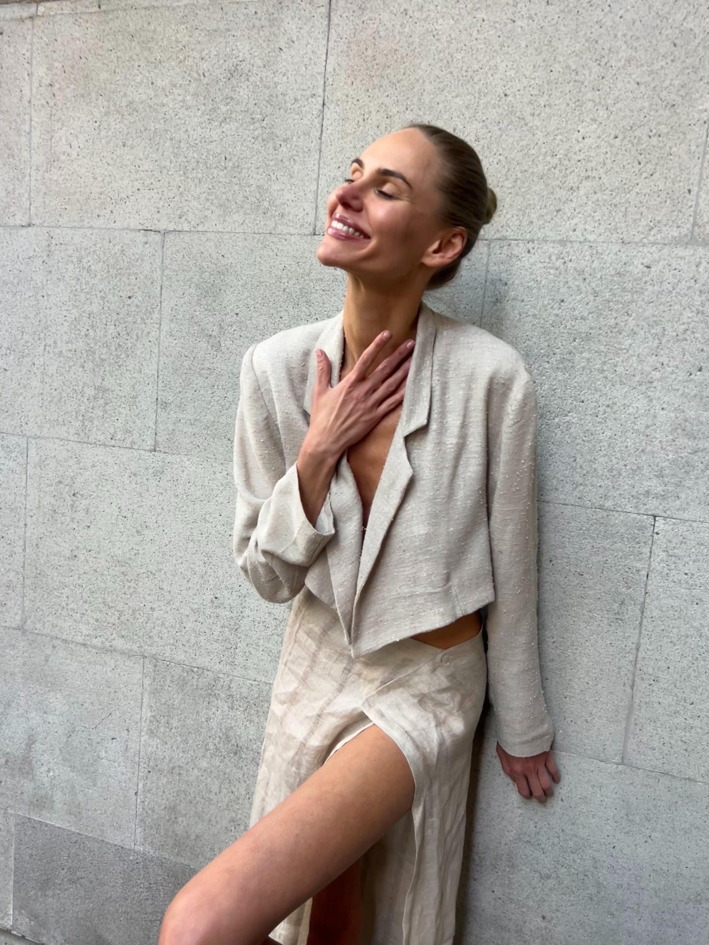 Aya long skirt with bandeau in linen